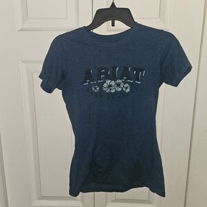 Ariat Navy Short Sleeve Logo Tee with Floral Graphic